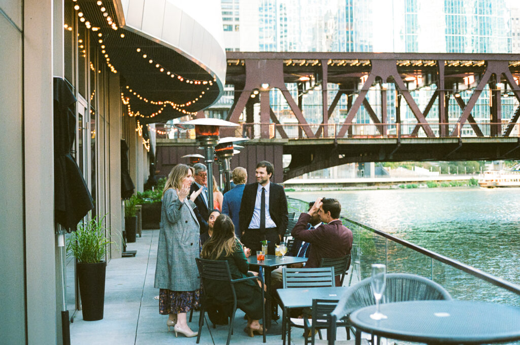 A couple gets married at Porter Kitchen and Deck on the Chicago River.